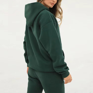 Femmes de haute qualité personnalisé Gym Jogger Jumpers 2 pièces ensemble respirant à capuche pantalons de survêtement avec haut ample pour les entraînements d'hiver - Product Image 2
