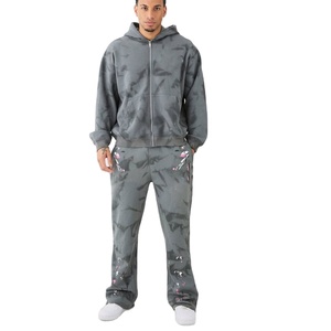 Nouveaux hommes fermeture éclair survêtements survêtement impression par sublimation pantalon survêtement surdimensionné hommes deux pièces survêtement ensembles costume élégant - Product Image 3