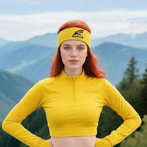 Haut de sport à compression pour femme avec logo personnalisé, sweat-shirt demi-zip à manches longues et bandeau, t-shirt de compression - Product Image 3