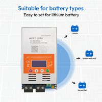 Contrôleur de charge solaire MPPT 100A 12V/24V/48V le plus récent V124 pour batterie au plomb-acide ou batterie au lithium + WIFI