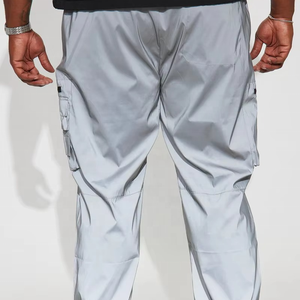 Nylon <b>Waterproof</b> Elastic Waist Multi Pocket Drawstring Straight Leg Casual Bottoms Outdoor Utility <b>Trousers</b> men's pants Supplier - Product Image 2