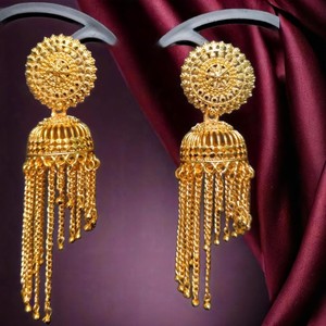 ชุดต่างหูที่ออกแบบตามแฟชั่นพร้อม22CT ต่างหูชุบทองแบบ Jhumka สำหรับผู้หญิงที่สวมใส่โดยผู้ส่งออก - Product Image 3