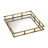 Plateau de service rectangulaire en métal doré fait main, miroir moderne, pour mariage, cosmétiques, parfums, bijoux, rangement, décoration d'intérieur