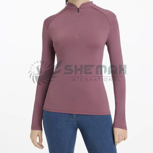 Capas base de equitación de piel suave para mujer, top de manga larga de ajuste de compresión con tela de secado rápido, flexibilidad elástica de cuatro vías - Product Image 1