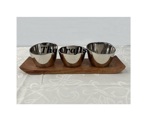 Ensemble de quatre bols de service en aluminium argenté et doré, forme personnalisée, bol à dessert à prix abordable - Product Image 5