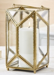 European Rustic Nordic-Inspired Modern Home Wedding Decorations Clear <b>Glass</b> Christmas <b>Lanterns</b> Brass Metal Iron Candle Holders - Product Image 3