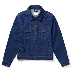 Men Denim Jean Jacket 100% Cotton High Street Style Breathable Outerwear Winter Stand Collar Front Logo Custom Size - Product Image 1