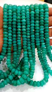 Piedra preciosa natural de amazonita azul peruana Rondelle Plain Smooth 8-9mm Beads vendidos por hebra 8 pulgadas de largo - Product Image 2