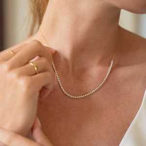 Collier de tennis en diamant de laboratoire de 6 ct en or blanc 14 carats fait à la main bijoux de mariage cadeau d'anniversaire - Product Image 2