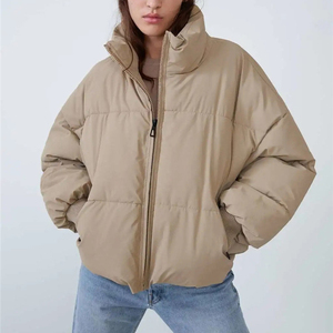 OEM Custom logo Warm Winter Solid Color Stand-Up Collar Oversized Puffer <b>Tops</b> Jacket's Customized <b>Bubble</b> Coat for Women's - Product Image 1