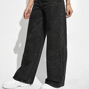 Pantalones Vaqueros Negros de Mezclilla para Hombre, Estilo Hip-hop, Moda Casual, Estilo Urbano, Pierna Ancha, Holgados, Lavados - Product Image 3