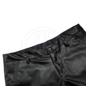 Stretch Waist Faux Leather <b>Shorts</b> For <b>Men</b> <b>With</b> <b>Zip</b> Pockets Custom Fit Leather <b>Shorts</b> For <b>Men</b> <b>With</b> Minimalist Design - Product Image 3