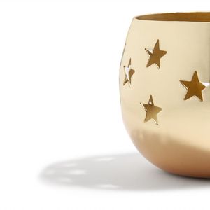 Vela de candelita de Metal con diseño de corte de estrella votiva para el hogar y la decoración navideña vela de mesa redonda con acabado dorado votiva - Product Image 3