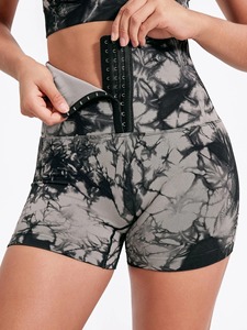 2025 cravate-teinture femmes taille haute gymnastique entraînement Shorts décontracté Yoga activités de plein air boucle contrôle taille respirant tricoté - Product Image 3