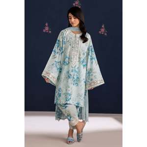 Printed Floral Breathable <b>3</b>-<b>Piece</b> 100% Cotton Lawn <b>Women's</b> <b>Suit</b> Set with Embroidery UF-4461 - Product Image 6