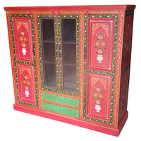 En bois d'acacia peint à la main en bois verre buffets et buffets armoire