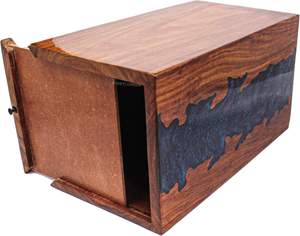 Urna de cremación de madera de Río epoxi azul de palisandro para adultos Acabado de grano de madera pulida - Product Image 1