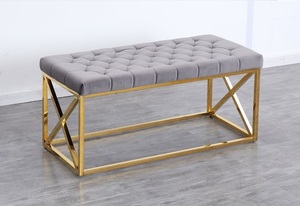 Black Bench Unique Design Velvet Upholstery Soft Seat Bench Removable Cover Storage Modern Design Metal Frame for Home - Product Image 6