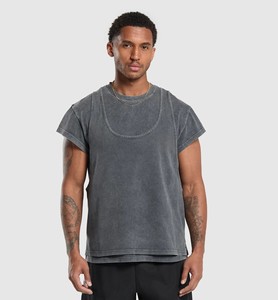 Nueva llegada personalizada de los hombres de lavado ácido Vintage Logo camiseta de impresión gráfica de gran tamaño de algodón Streetwear entrenamiento uso al aire libre comodidad - Product Image 6