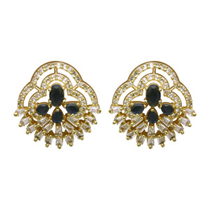 Elegante antiguo imitación AD Stud pendientes personalizado moda fiesta moda joyería circón Latón chapado en oro tradicional - Product Image 2