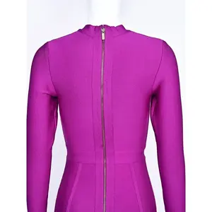 Vestido Tubo Cómodo de Manga Larga con Banda HL para Damas de Oficina - Product Image 2