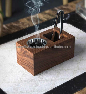 Brûleur Bakhoor en bois d'acacia indien artisanal de qualité supérieure avec plateau pour usage religieux et cadeaux d'entreprise coriandre - Product Image 5