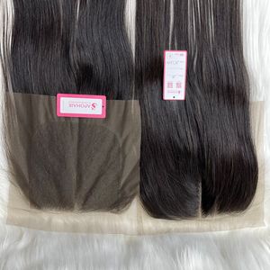 สีธรรมชาติการรวมกลุ่มตรงผมสานรวมกลุ่มผมมนุษย์สำหรับผู้หญิงสีดำที่มีส่วนกลางฟรีส่วนปิดลูกไม้ดิบ5x5 - Product Image 3