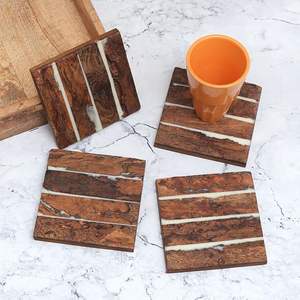 Juego de Posavasos de Madera con Estampado Bohemio, Ecológico, con Empaque Personalizado para Cafeterías y Restaurantes a Precio de Fábrica - Product Image 5