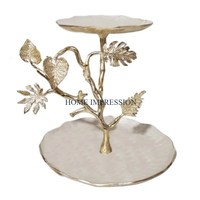 Support à gâteau rond en métal blanc avec bordure perlée dorée, revêtement poudré, multifonctionnel, pour les fêtes d'anniversaire et la décoration de desserts