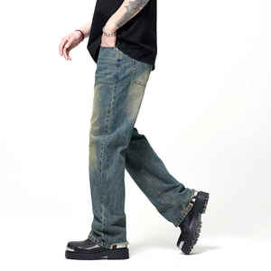 Jeans Holgados Rectos para Hombre de Alta Calidad, 100% Algodón, Transpirables, Pantalones Vaqueros Sueltos de Cintura Media, Estilo Clásico, Disponibles para Venta al por Mayor - Product Image 3