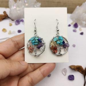 925 <b>Solid</b> Sterling <b>Silver</b> Fine Dangle Earrings Small Delicate Raw Gemstone Boho Artisan Jewelry Rough Cut Natural Multi Gemstone - Product Image 1