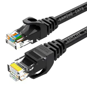 Kabel jaringan internet ethernet kabel Patch jaringan Ethernet HITAM 0.5m (1,6 kaki) Cat5e tanpa pelindung