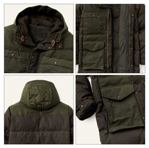 Vente en gros de parka de pêche et de chasse en toile garnie de longue fourrure veste imperméable d'hiver de haute qualité pour hommes - Product Image 3