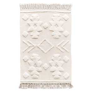 Usine en gros de luxe coton Jacquard jeter couverture Super doux touffeté à la main avec de longues franges couleur blanche - Product Image 1