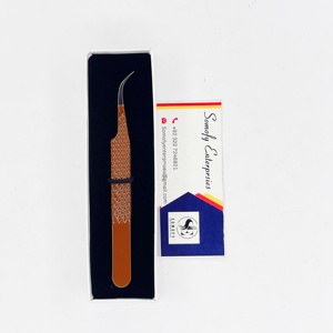 Pinzas para Pestañas Somofy Enterprises, de Acero Inoxidable Japonés, 10 mm de Ancho, Curvas, con Punta Dentada, Color Marrón Oscuro, Última Técnica - Product Image 4