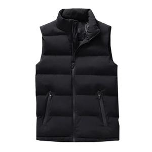 Chaleco acolchado de algodón para hombre, chaqueta cálida sin mangas con cuello levantado de color sólido para invierno a prueba de frío con patrón estampado - Product Image 5