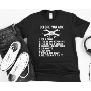 Camiseta de piloto de drones de gran tamaño para hombre, divertida prenda de diseño de carreras de drones RC teñida con peso de 300 Gsm, regalo para entusiastas de drones - Product Image 1