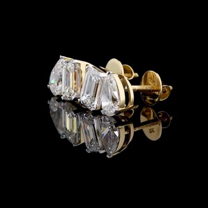 Pendientes de Lujo con Diamantes Esmeralda Pera, Oro Amarillo de 14K, Cultivados en Laboratorio, 1 Quilate, VS1, Certificados E F, Directo - Product Image 6