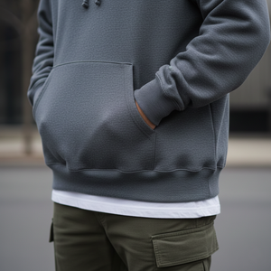 Sudadera con Capucha Gris Pizarra de Estilo Urbano para Hombre, Corte Regular, Impresión Digital de Invierno, Felpa Francesa Ultra Pesada de 360 g/m², con Logotipo Personalizado - Product Image 4