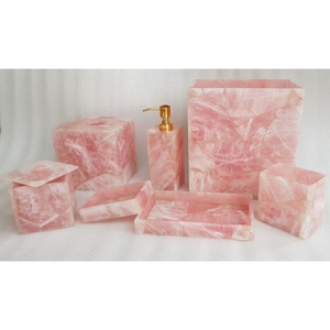 Juego de Accesorios de Baño de Cuatro Piezas de Cuarzo Rosa, Diseño Moderno y Lujoso, Ecológico, de Alta Calidad, Suministro Directo de Fábrica - Product Image 1