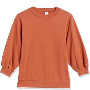 Nueva llegada de lujo de manga larga cuello redondo hombro pendiente sólido cómodo Casual mujer sudadera de algodón de Bangladesh - Product Image 5