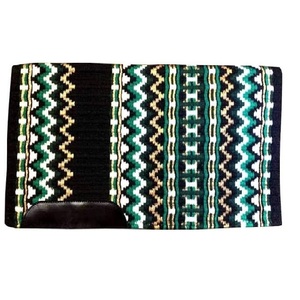 ANSH INTERNATIONAL Tapis de selle classique Western en mélange de laine et coton, doublure polaire, polyvalent, motif écossais, vert - Product Image 1