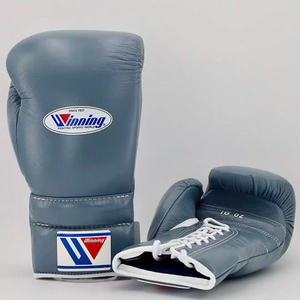 Gants de boxe Winning gris à prix de gros, avec logo personnalisé, à lacets, nouveau design, pour l'entraînement - Product Image 1