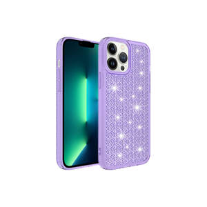 Coque de protection Netzy de luxe en silicone violet pour iPhone 13 Pro, motif marbre scintillant, anti-traces de doigts, tendance - Product Image 1