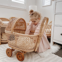 Poussette en rotin artisanale pour poupée, landau en rotin, poussette pour bébé, marcheur pour poupée, poussette en osier, meilleur prix