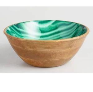 <b>Royal</b> Look Inner Enamel Printed Bowl Wooden Bowl <b>Catering</b> Serving Dishes For Salad Pasta And Soup Serving Bowl <b>Catering</b> Use - Product Image 2