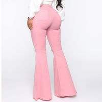 Pantalon cargo décontracté en coton respirant taille mi-haute pour femme, grande taille, rose uni, écologique, longueur genou, en denim, vente en gros, hiver