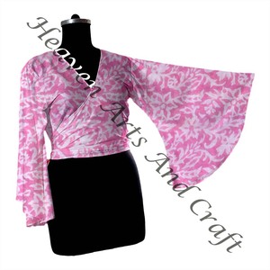 La mejor calidad, camisa de manga larga con lazo en V profundo para mujer, blusa informal de algodón con lazo, blusa de verano - Product Image 4