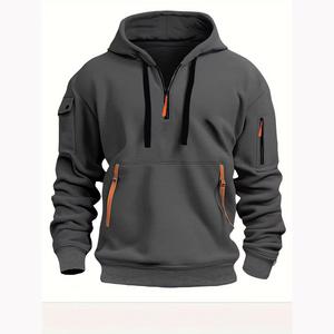 Jersey de mezcla de algodón de talla grande para hombre, Sudadera con capucha de lana de gran tamaño con logotipo bordado, básico con capucha - Product Image 1