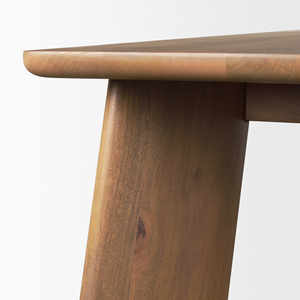 Medium Brown <b>Wood</b> Finish Rounded Edges <b>Top</b> Substantial Oval Leg Rectangular Shape Hand Crafted Solid Mango Wooden Dining <b>Table</b> - Product Image 5